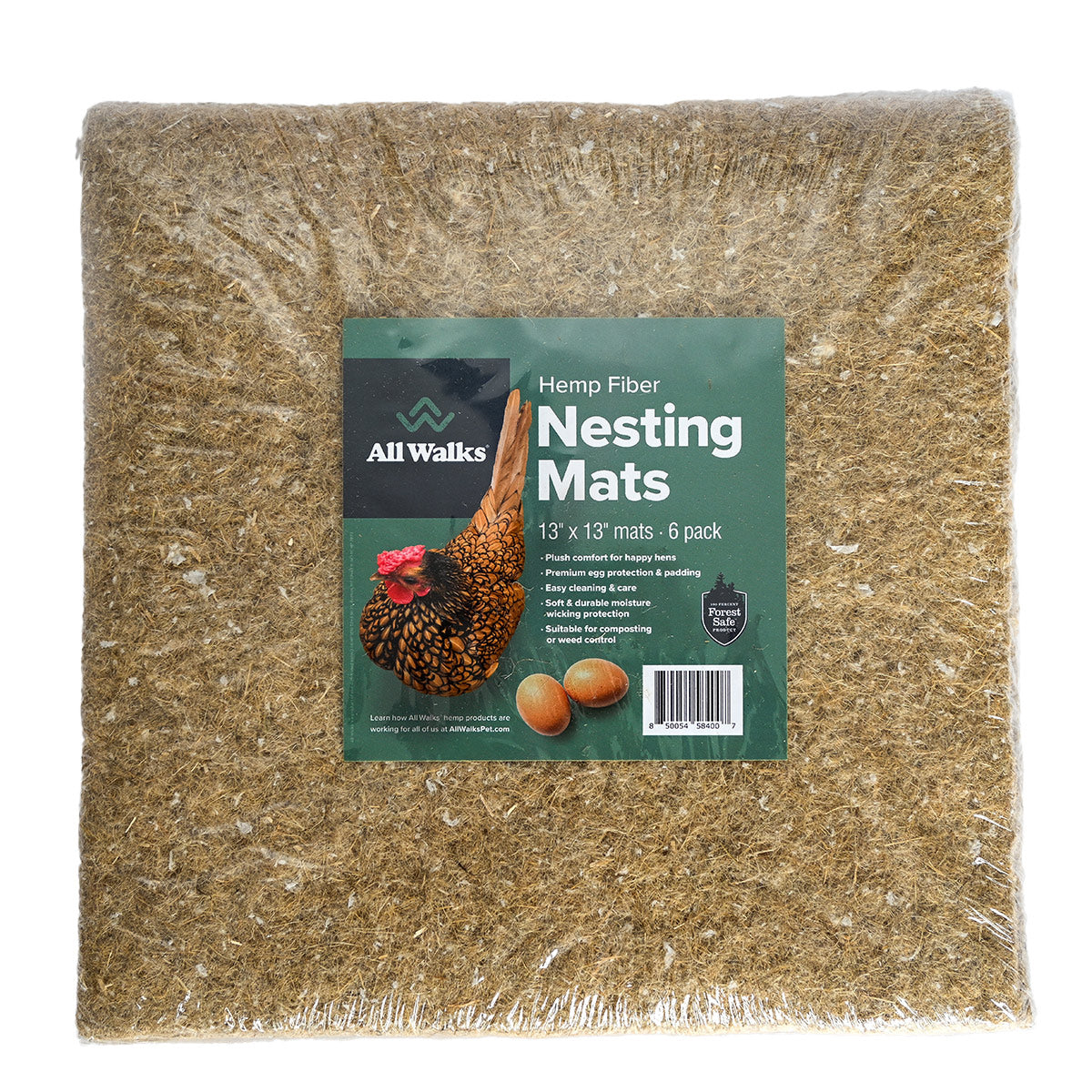 Picture of package of hemp fiber nesting mats.  The pack includes 6 mats.